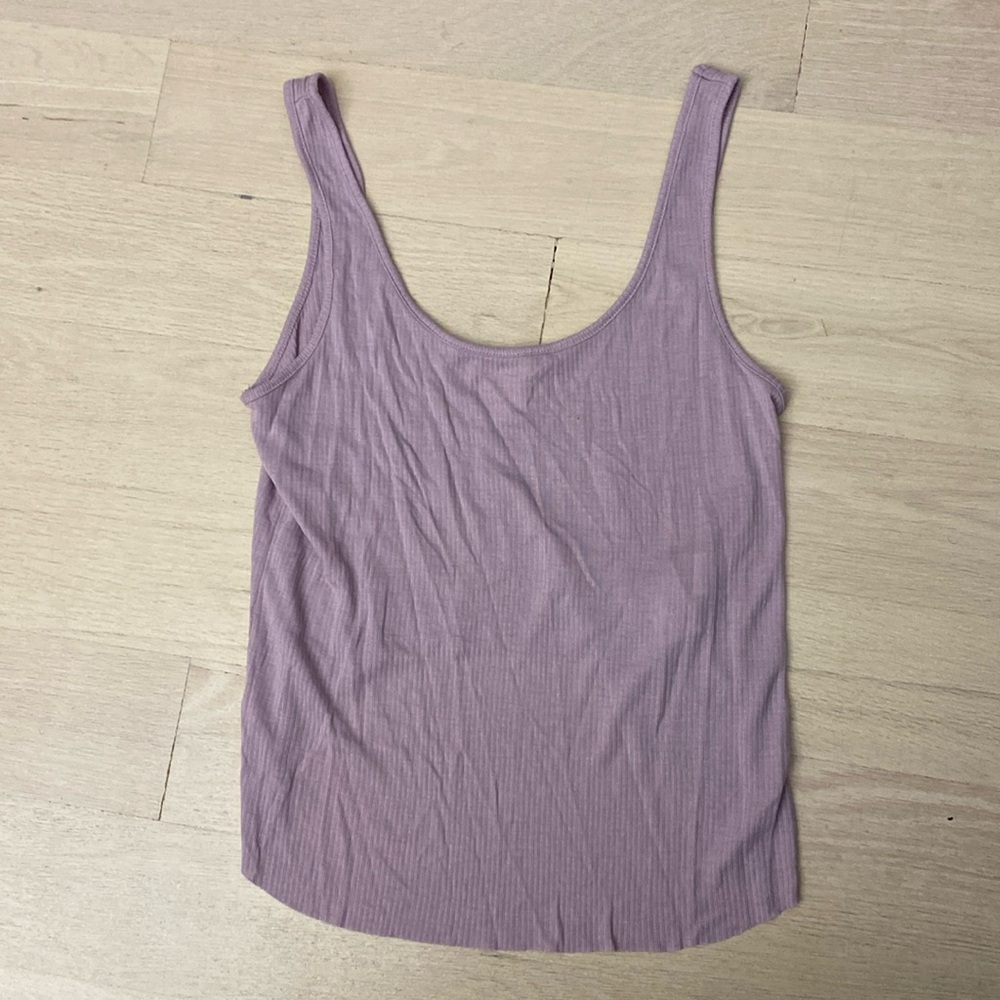 Forever 21 Purple Ribbed High-Low Tank Top - Medium